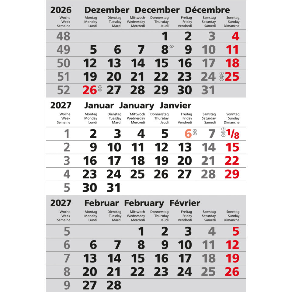 3-Monats-Ersatzkalendarium 2027 GÜSS 77000e