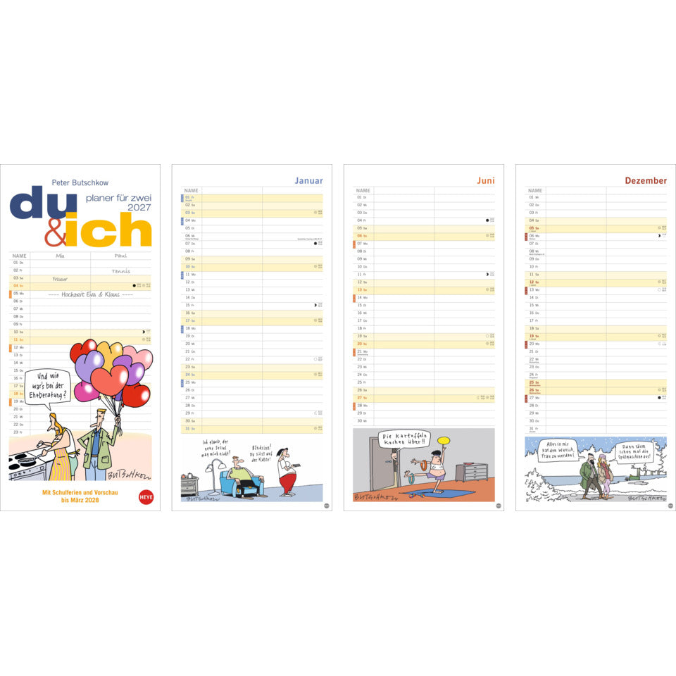 Familienplaner Du & Ich, 16 x 35 cm, 1M/1S, 2 Spalten HEYE 20712 HEYE 20712 Du und Ich Planer