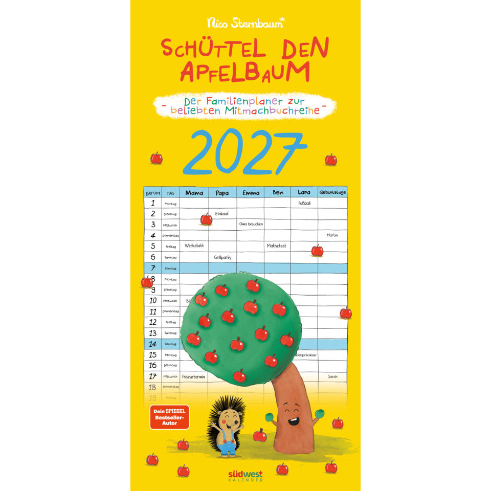 Familienkalender Apfelbaum 2027, 22,4 x 48,5 cm, 1M/1S, 6 Spalten SÜDWEST 10456 SÜDWEST 10456 6Spalten