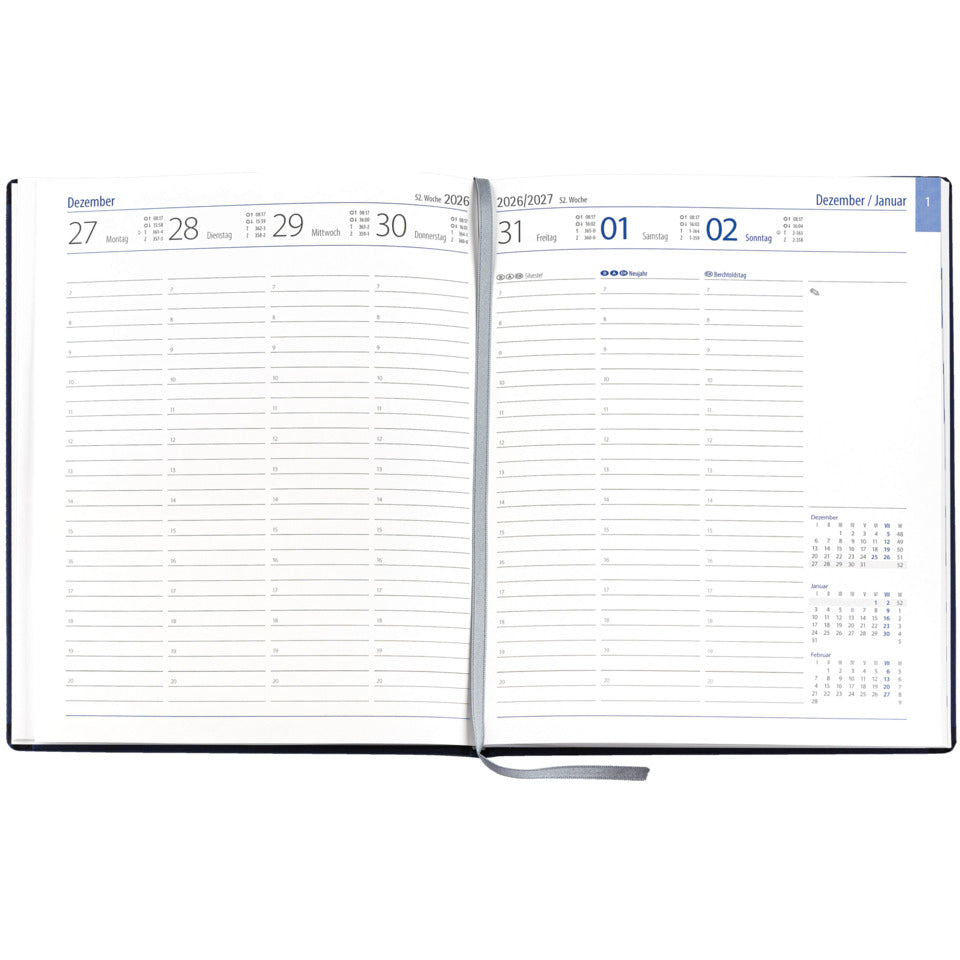 Buchkalender Manager-Timer, 21 x 26 cm, 1W/2S, schwarz GÜSS 59700 1W/2S 21x26cm