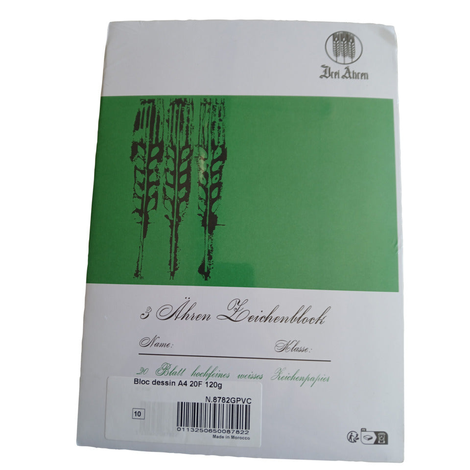 Zeichenblock 3 Ähren, A4, 20 Blatt, 110g/m²  30001570 3 Ähren 30001570 110g