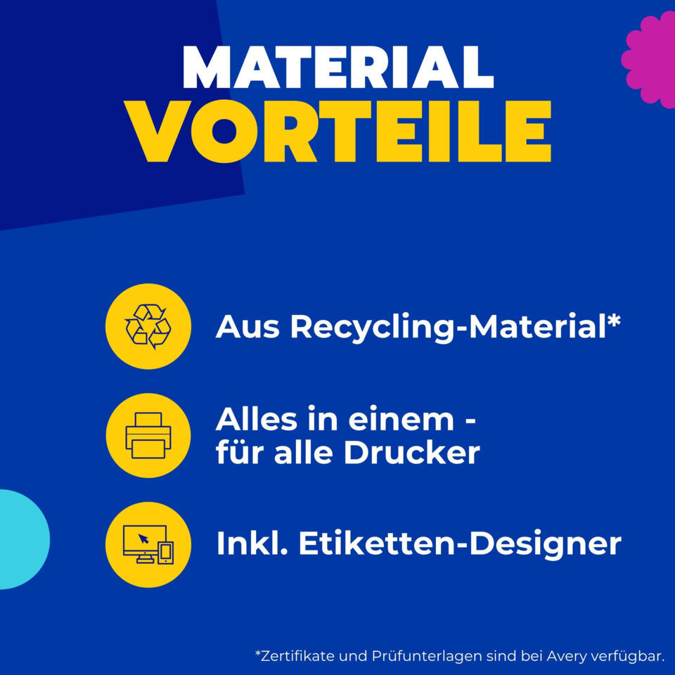 Universaletiketten, 70 x 36 mm, 240 Stück, naturweiß AVERY ZWECKFORM LR3475 ZWECKFORM LR3475  2400St