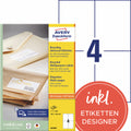 Universaletiketten, 105 x 148 mm, 400 Stück, naturweiß AVERY ZWECKFORM LR3483 ZWECKFORM LR3483  400St
