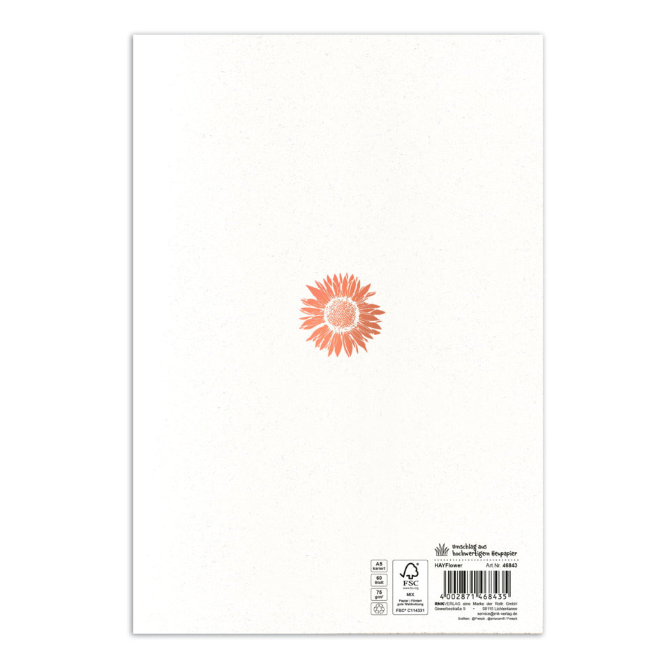 Notizbuch Heupapier - HAYFlower, A5, 75g/m², 60 Blatt, Eco Softcover, kariert RNK 46843 RNK 46843 HAYFlower,kariert, A5, 60 Bl