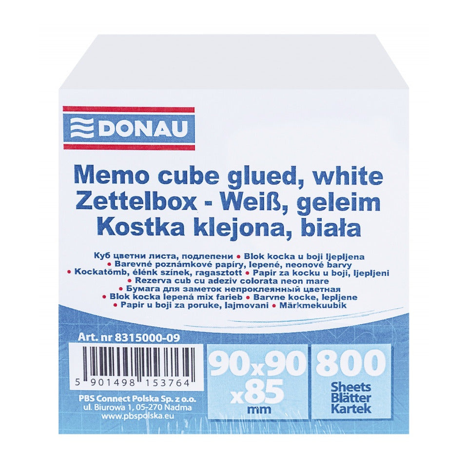Würfelblock 800BL geleimt weiß  90x90 H85 mm DONAU 8315000-09 DONAU 8315000-09 90x90 H85 mm