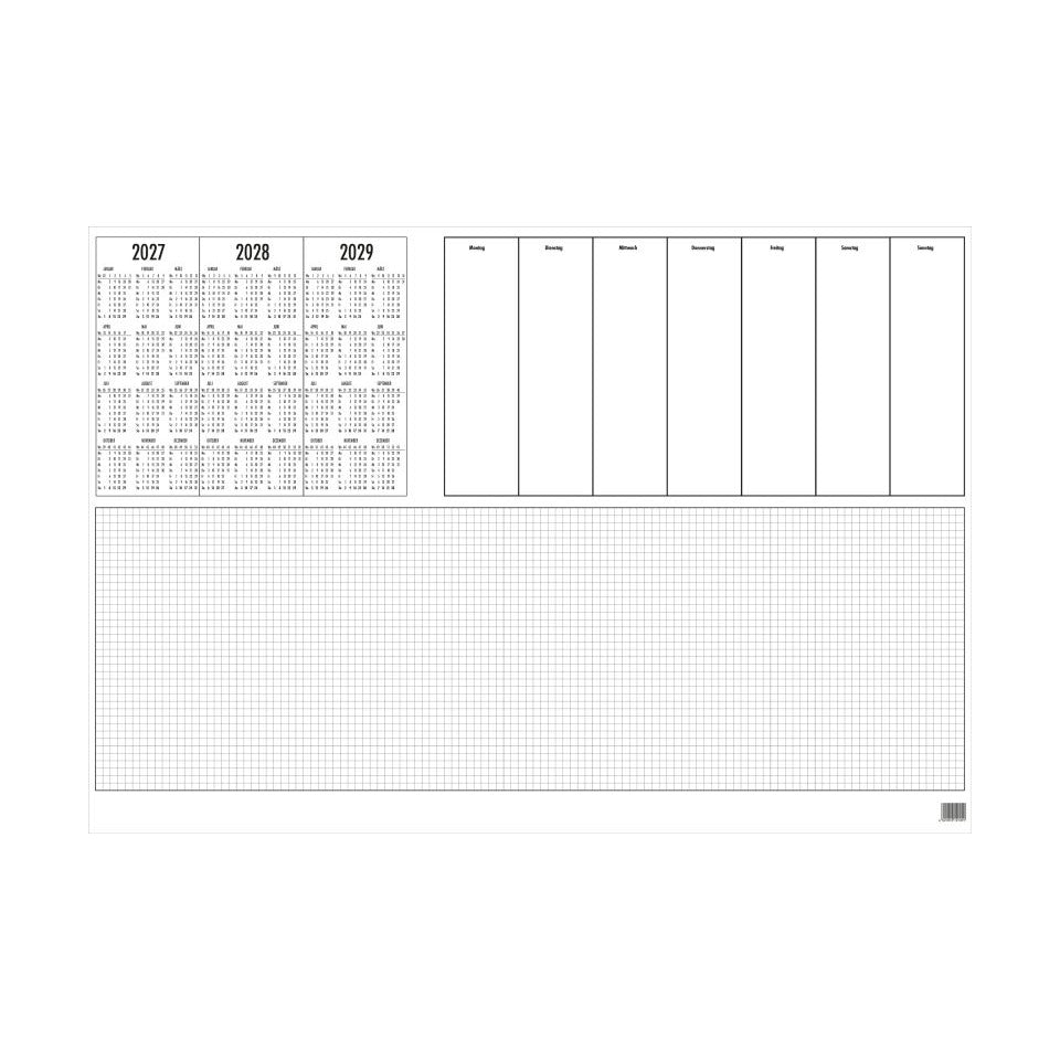 Abreiß-Schreibunterlage, 60 x 40 cm, 50 Blatt, 3-Jahresübersicht, Wocheneinteilung, fußverleimt GÜSS 12-12 GÜSS 12-12 m.Kalender