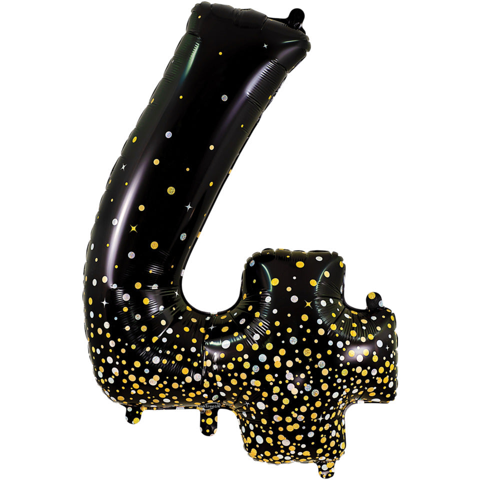 Folienballon Sparkling Fizz Zahl 4, 86 cm, schwarz/gold OAK TREE F606944 OAK TREE F606944 Sparkling Fizz