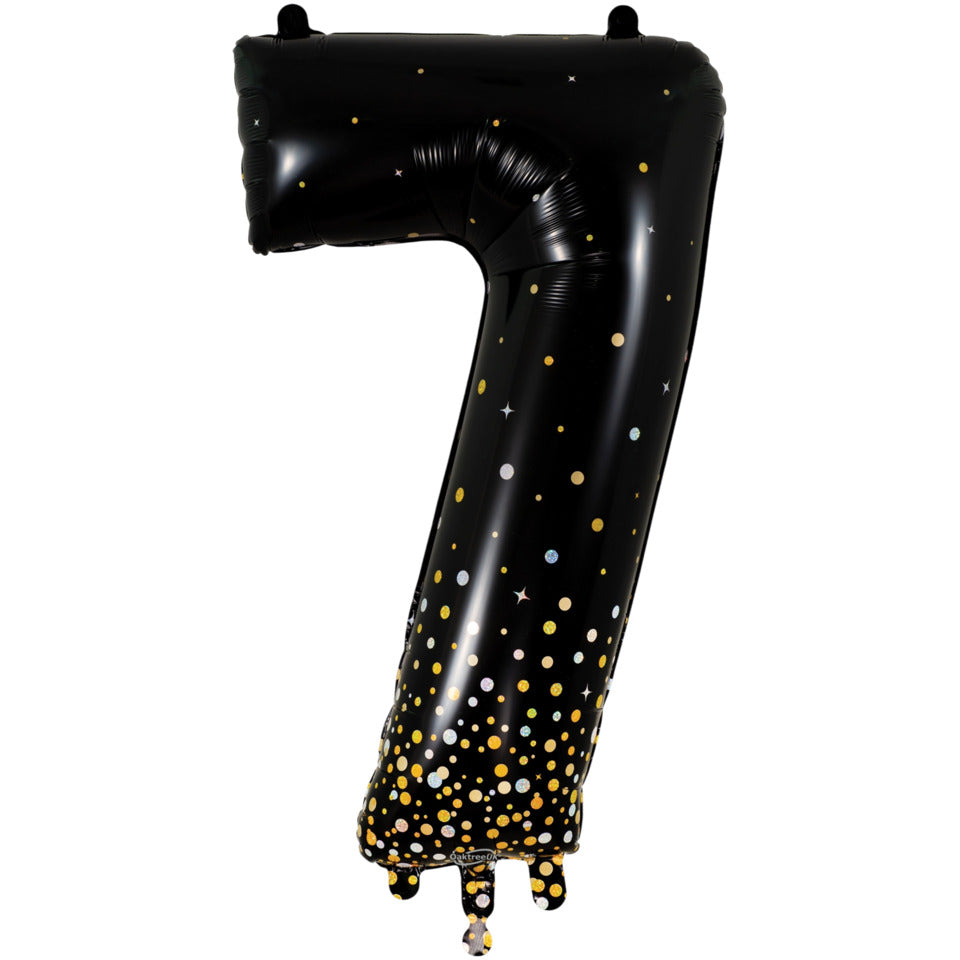 Folienballon Sparkling Fizz Zahl 7, 86 cm, schwarz/gold OAK TREE F606975 OAK TREE F606975  Sparkling Fizz