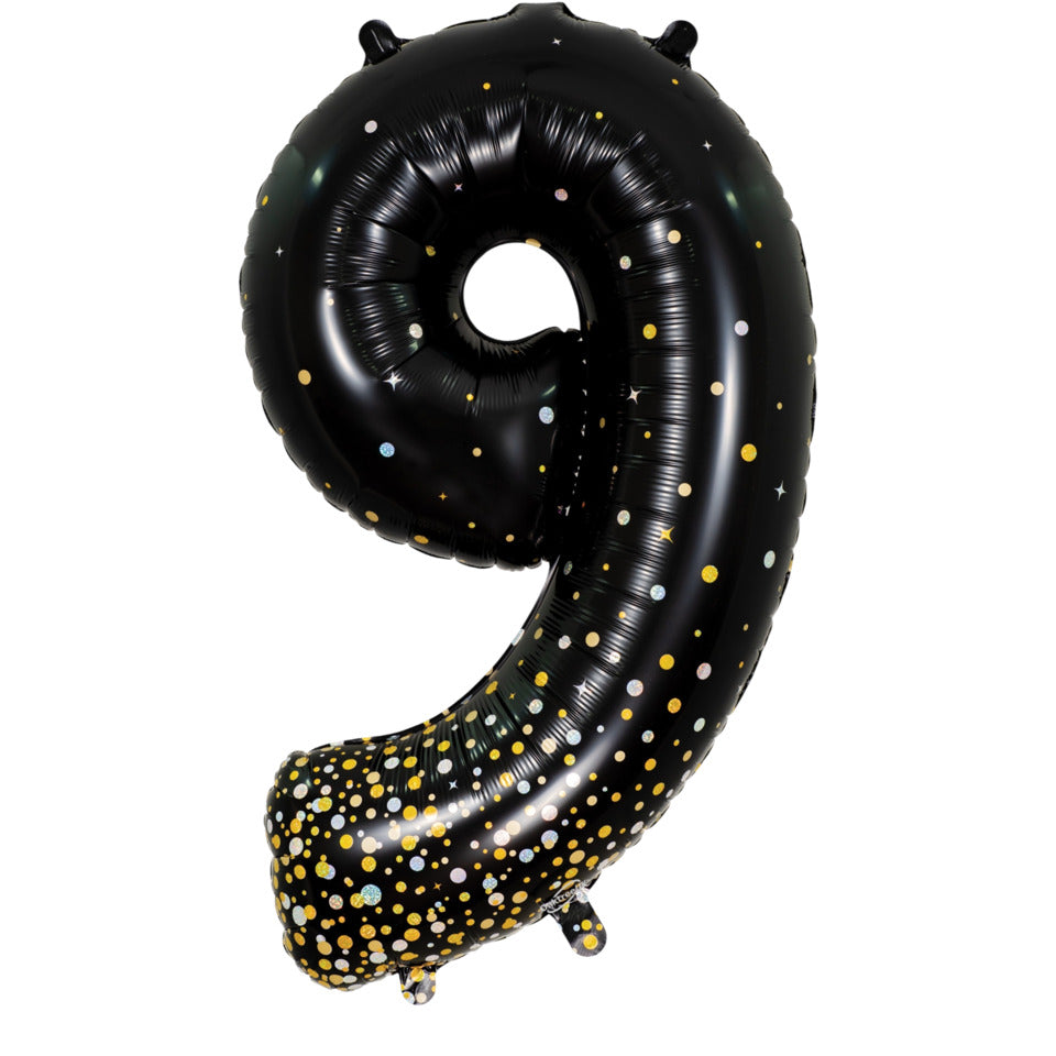 Folienballon Sparkling Fizz Zahl 9, 86 cm, schwarz/gold OAK TREE F606999 OAK TREE F606999 Sparkling Fizz