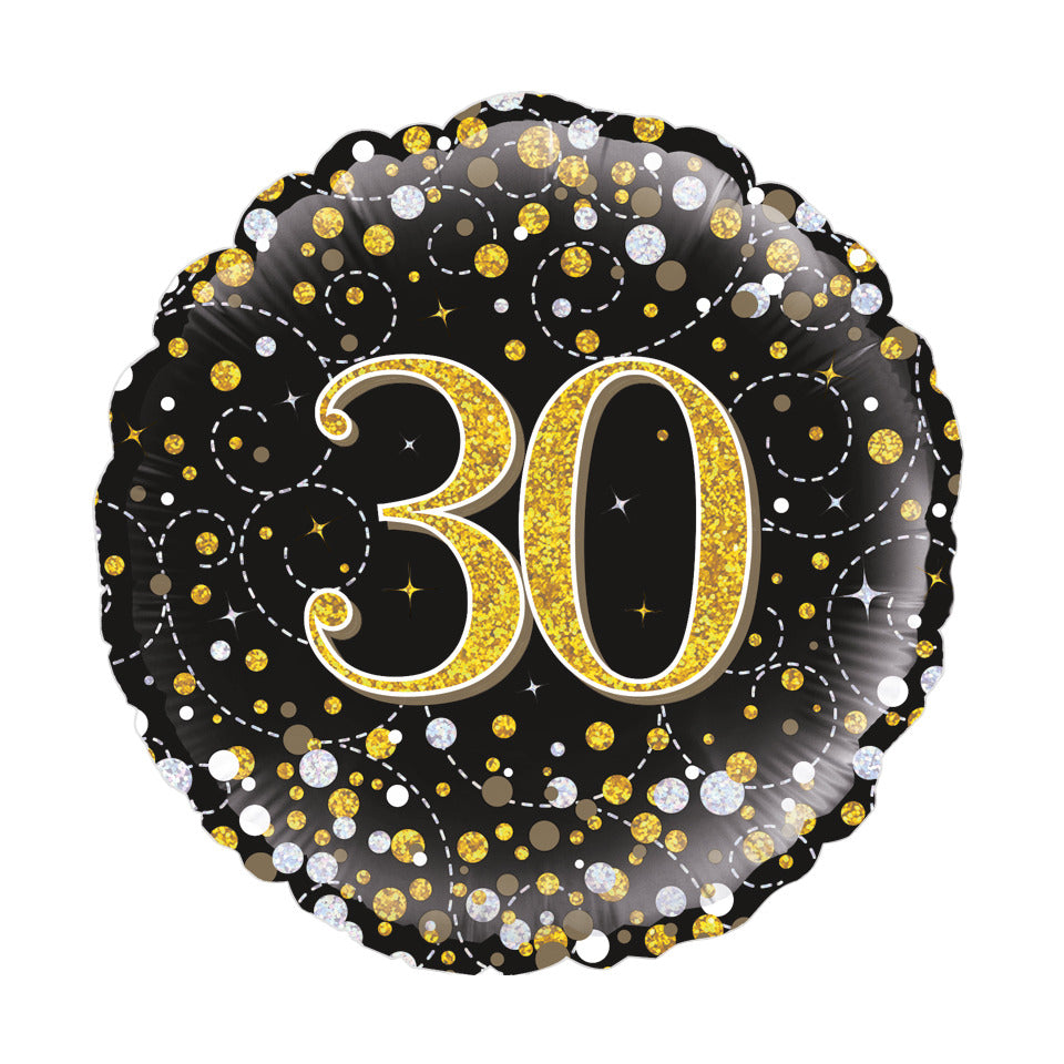 Folienballon Sparkling Fizz Zahl 30, Ø 46 cm, schwarz/gold OAK TREE F227253 OAK TREE F227253 Sparkling Fizz