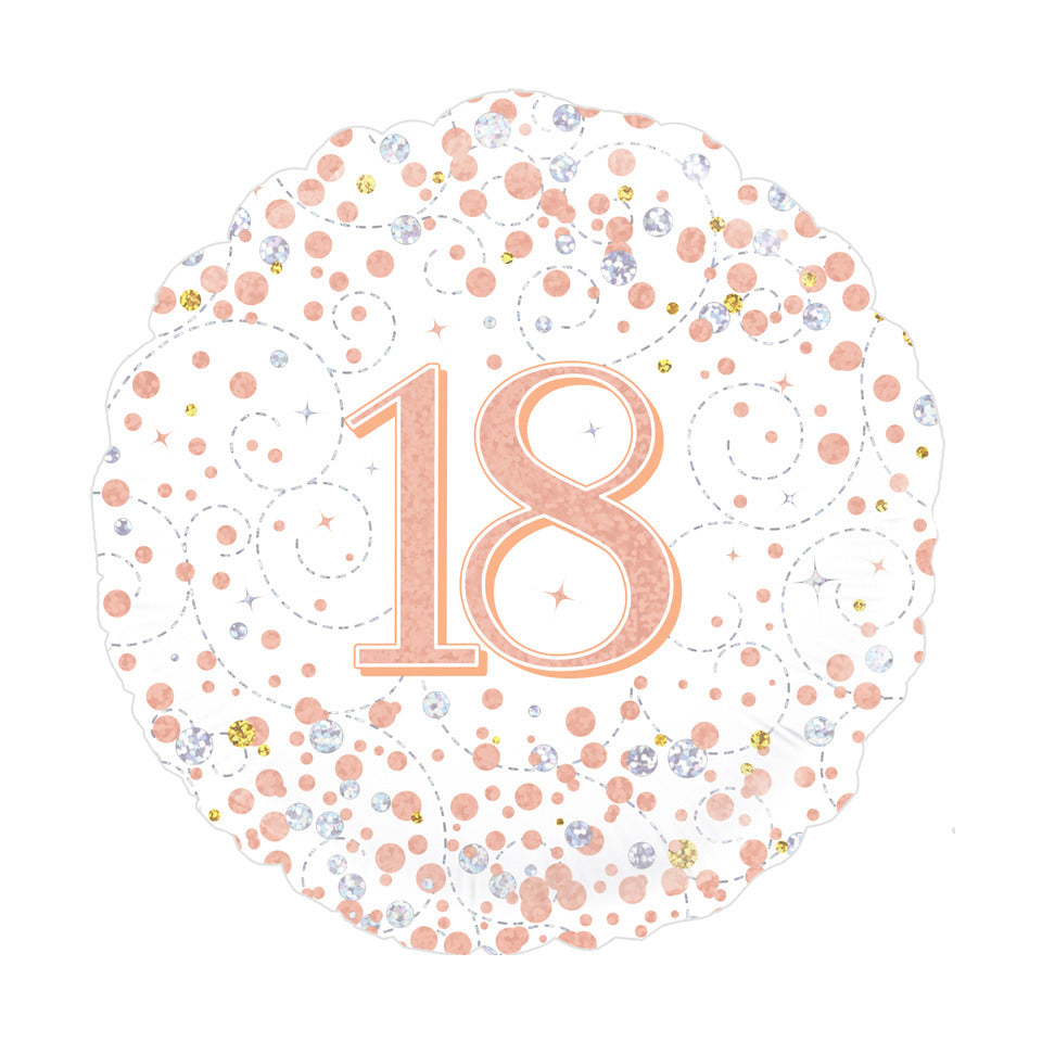 Folienballon Sparkling Fizz Zahl 18, Ø 46 cm, weiß/rosegold OAK TREE F227086 OAK TREE F227086 Sparkling Fizz 46 cm