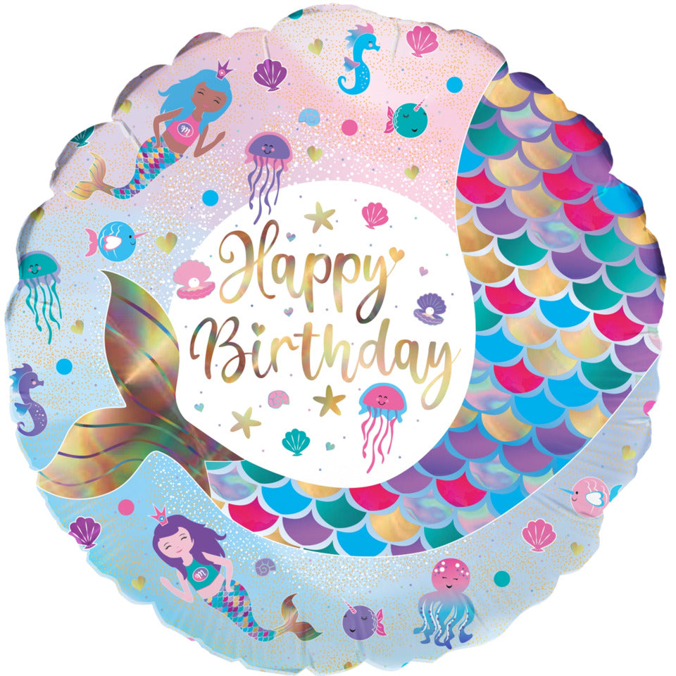 Folienballon Mermaid Birthday, Ø 46 cm OAK TREE F229721 OAK TREE F229721 Iridecent 46 cm