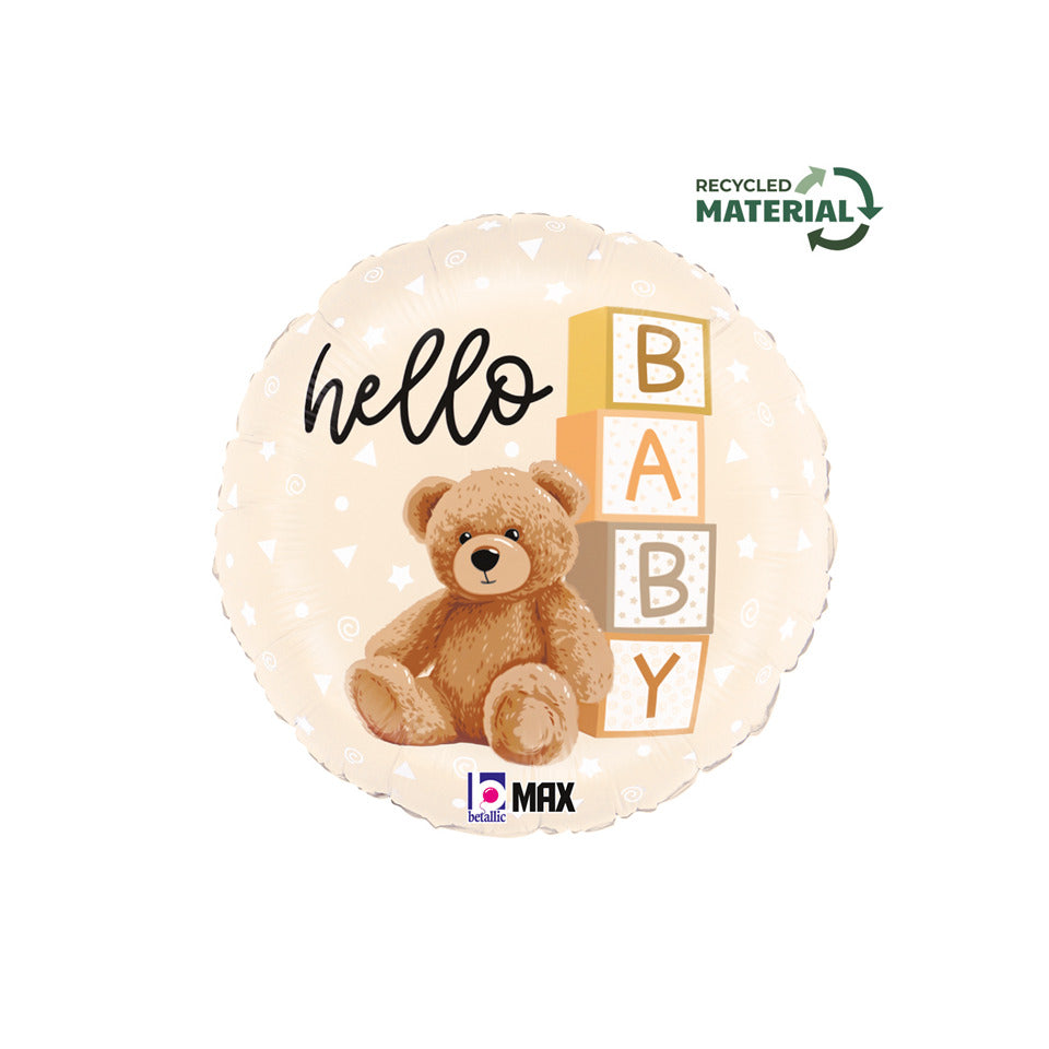 Folienballon Teddy Hello Baby, Ø 46 cm GRABO F26548 GRABO F26548 heliumgeeignet
