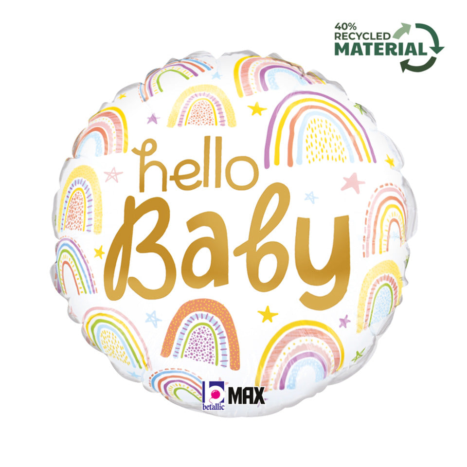 Folienballon Rainbow Hello Baby, Ø 46 cm GRABO F26002P-P
