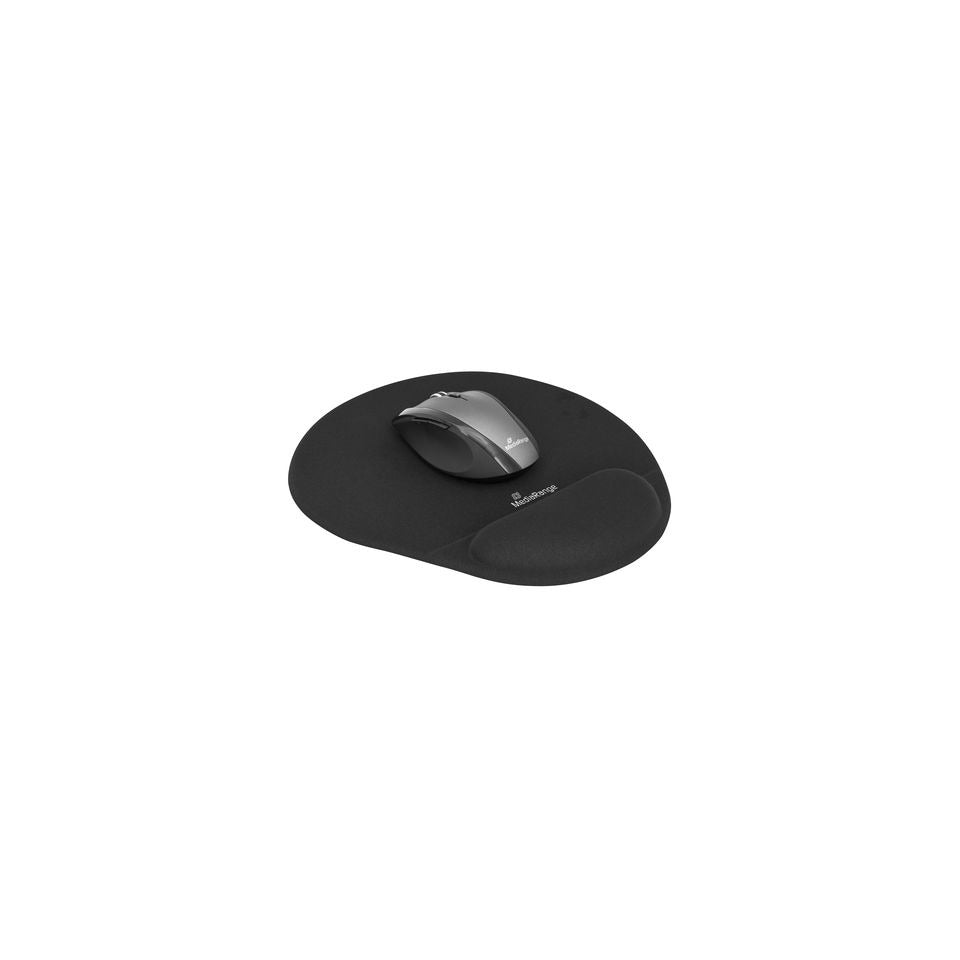 Ergonomische Mausunterlage, gelgefüllte Handgelenkauflage, rutschfeste Unterseite, Maße: 225 x 245 x 21 mm, schwarz MEDIARANGE MROS250