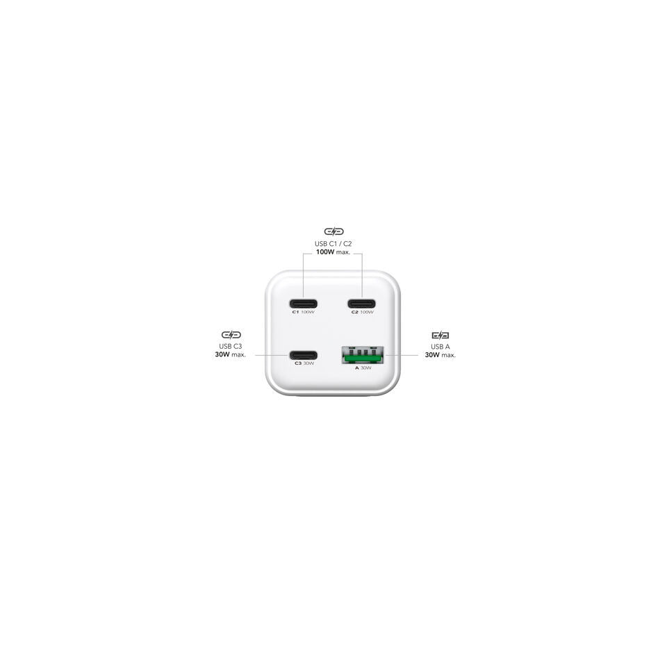 Ladegerät, 1x USB-A / 3x USB-C, 100 W, weiß MEDIARANGE MRMA124 MEDIARANGE MRMA124 100Watt GaN