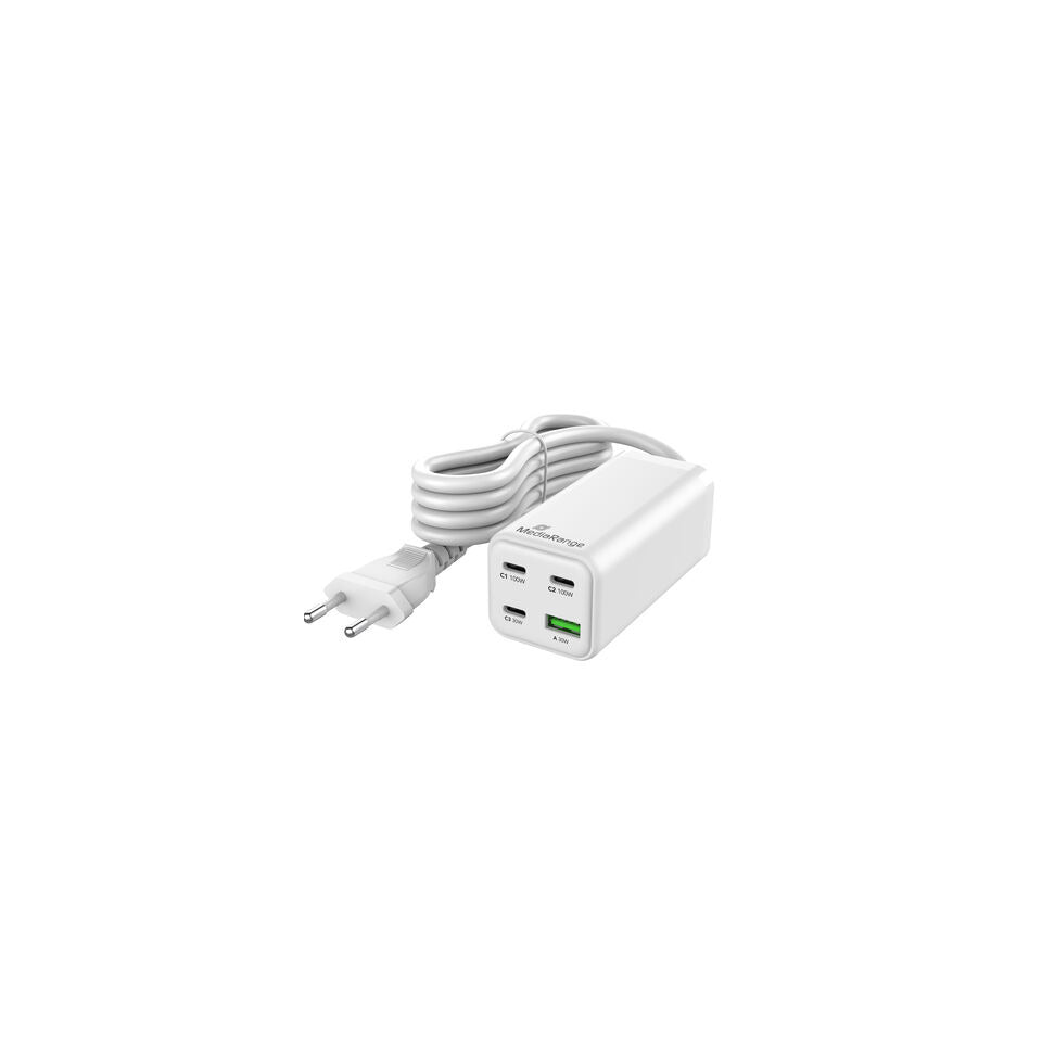 Ladegerät, 1x USB-A / 3x USB-C, 100 W, weiß MEDIARANGE MRMA124 MEDIARANGE MRMA124 100Watt GaN