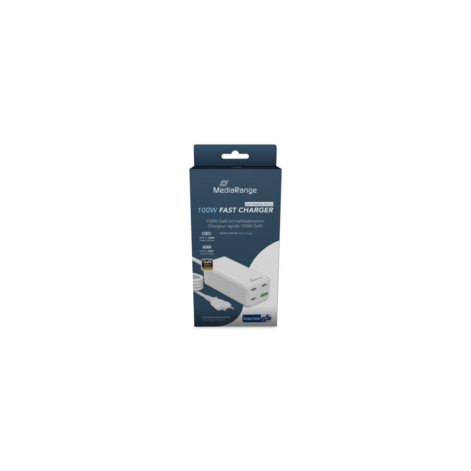 Ladegerät, 1x USB-A / 3x USB-C, 100 W, weiß MEDIARANGE MRMA124 MEDIARANGE MRMA124 100Watt GaN