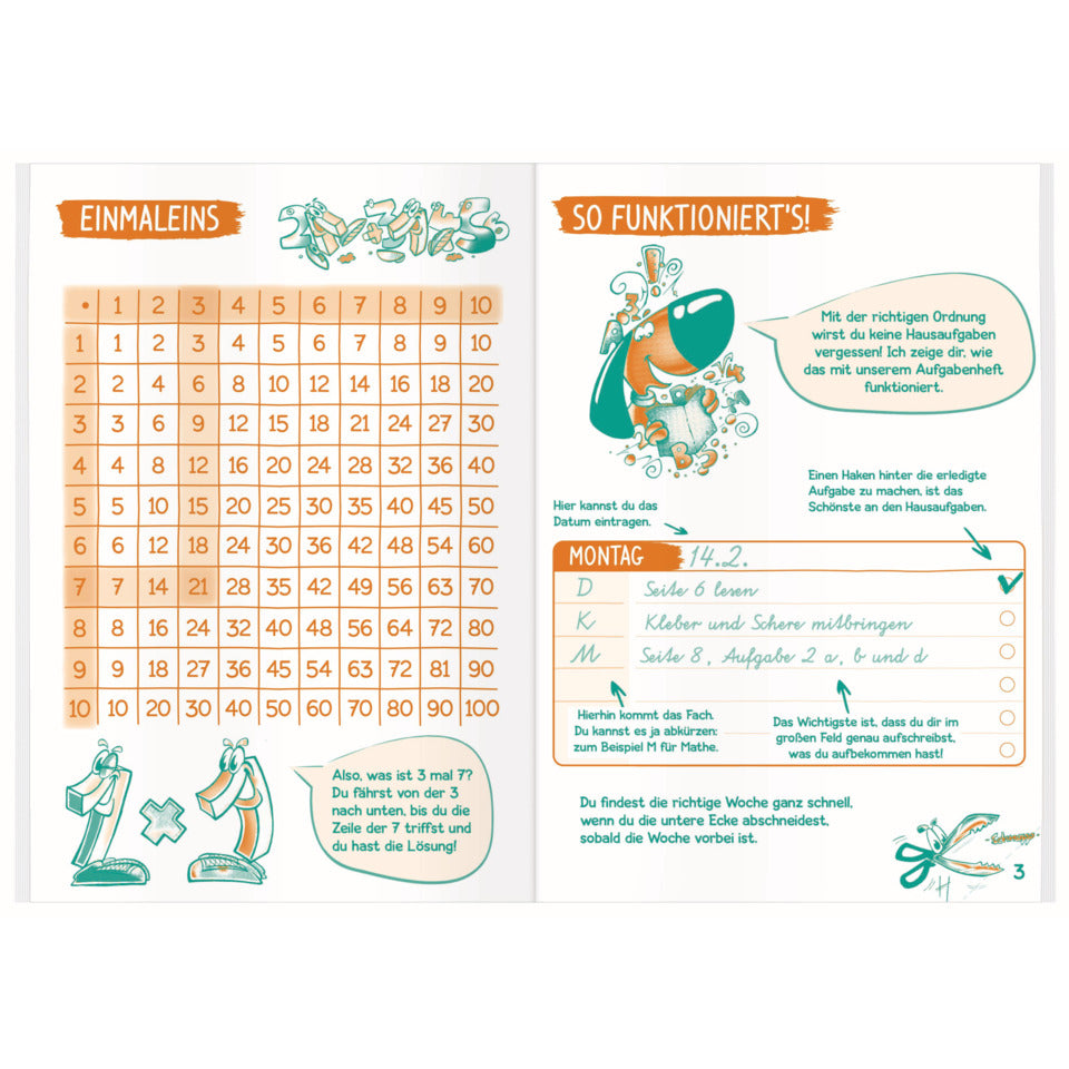Grundschul-Aufgabenheft mini, A6, 80g/m², undatiert, 30 Wochen LERNFREUNDE 11092-3