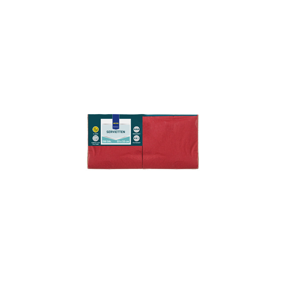 Zelltuch-Serviette, 33 x 33 cm, 3-lagig, 250 Stück, bordeaux METRO PROFESSIONAL 68749 METRO PROFESSIONAL 68749 3lag 33x33