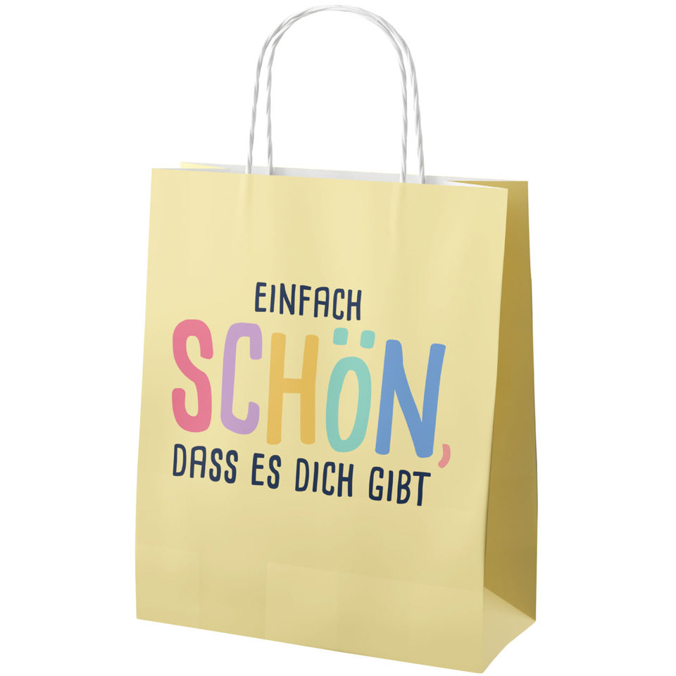 Geschenktragtasche Happy Greetings - Schön, dass du da bist, 24 x 20 x 8 cm, gelb FÜR DICH 991272 FÜR DICH 991272 24x20x8cm