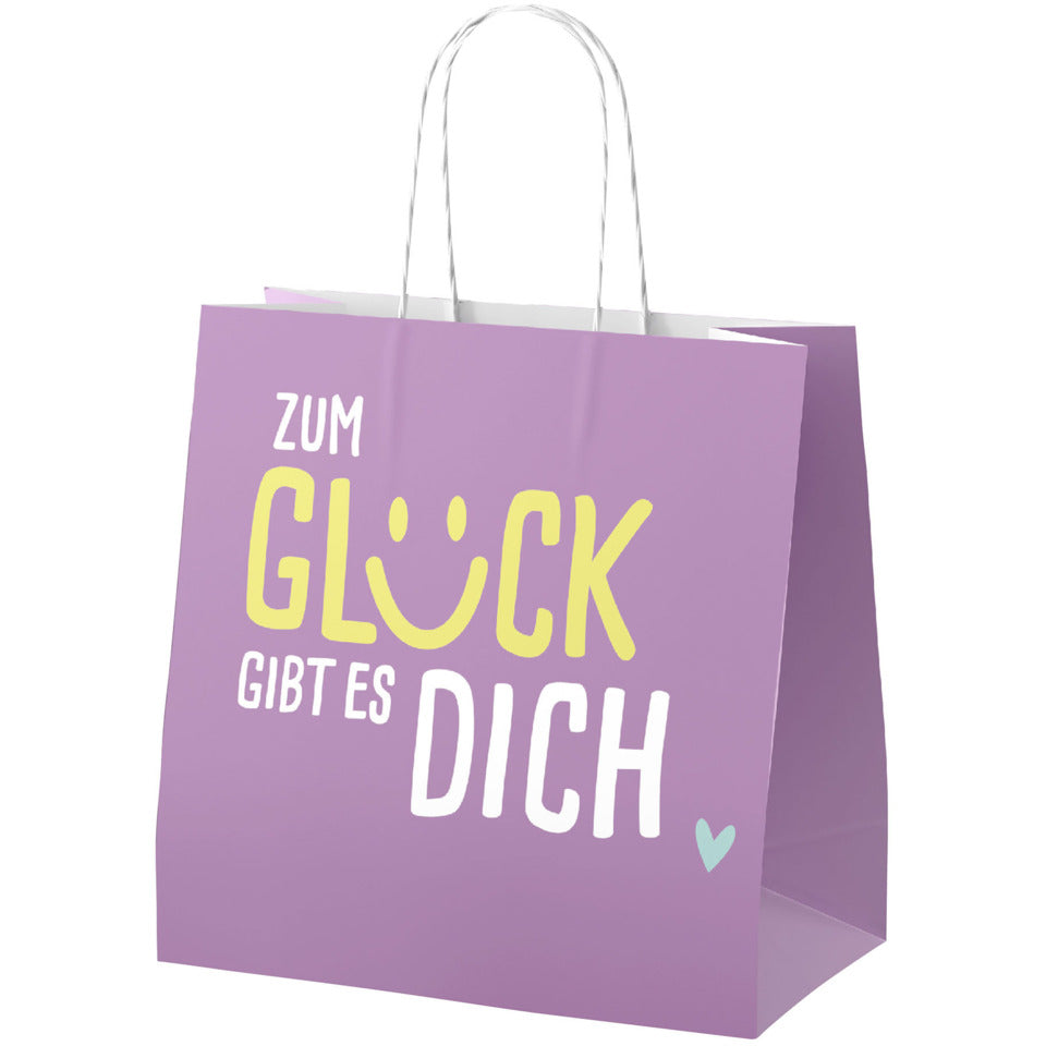 Geschenktragtasche Happy Greetings - Zum Glück gibt es Dich, 15 x 15 x 8 cm, violett FÜR DICH 992274 FÜR DICH 992274 15x15x8cm