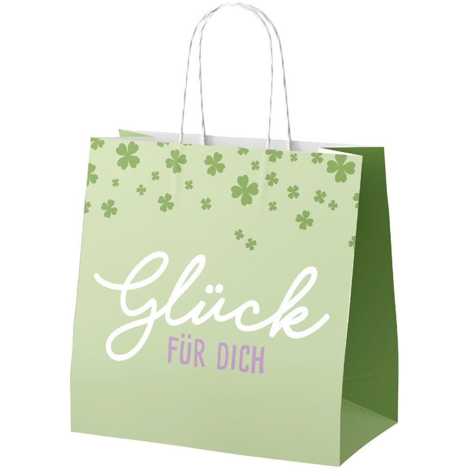 Geschenktragtasche Happy Greetings - Glück für dich, 15 x 15 x 8 cm, grün FÜR DICH 992276 FÜR DICH 992276 15x15x8cm