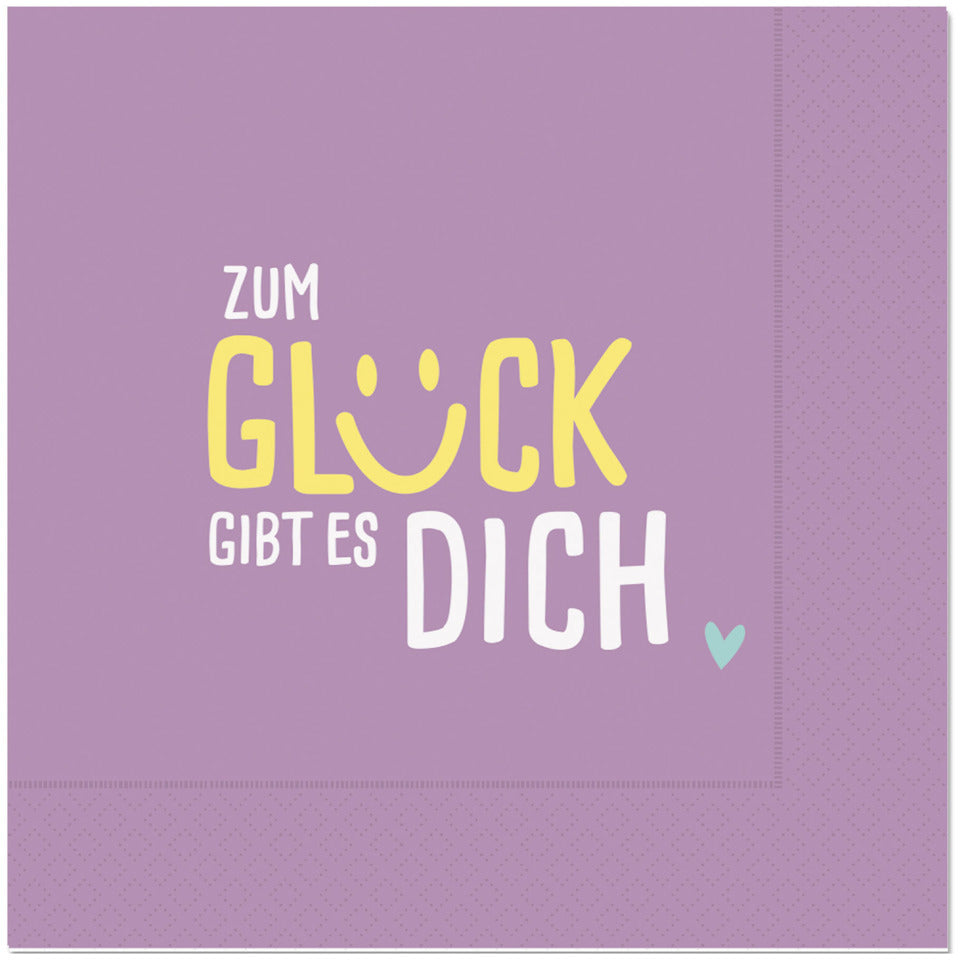 Motivserviette Happy Greetings - Zum Glück gibt es Dich, 33 x 33 cm, 3-lagig, 20 Stück FÜR DICH 130274 FÜR DICH 130274 33cm