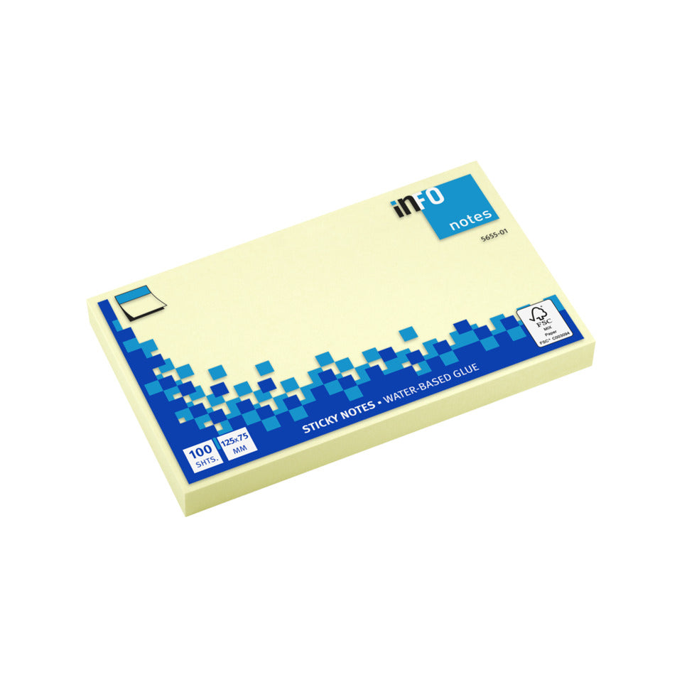 Haftnotizblock, 125 x 75 mm, 100 Blatt, pastellgelb UPM 5655-01 GLOBAL NOTES INFO 5655-01 125x75mm