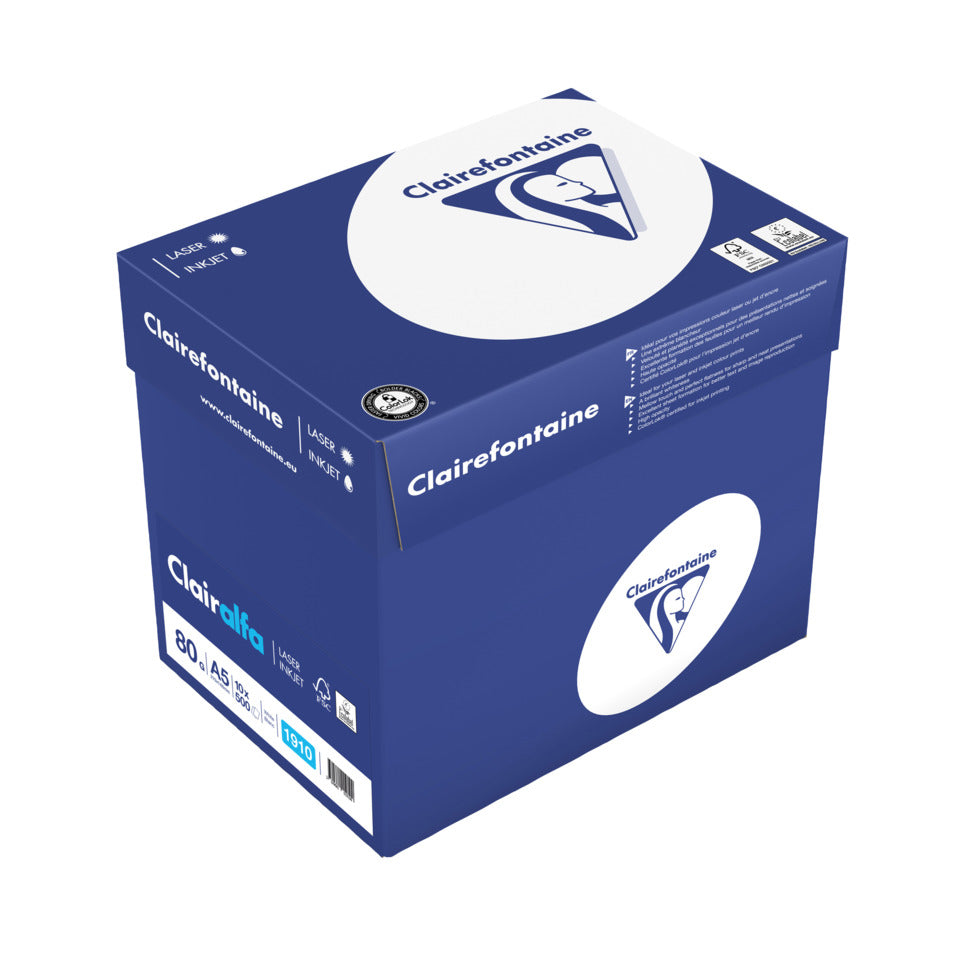Kopierpapier Clairalfa, A5, 80g/m², 500 Blatt, 171 CIE, weiß CLAIREFONTAINE 1910C
