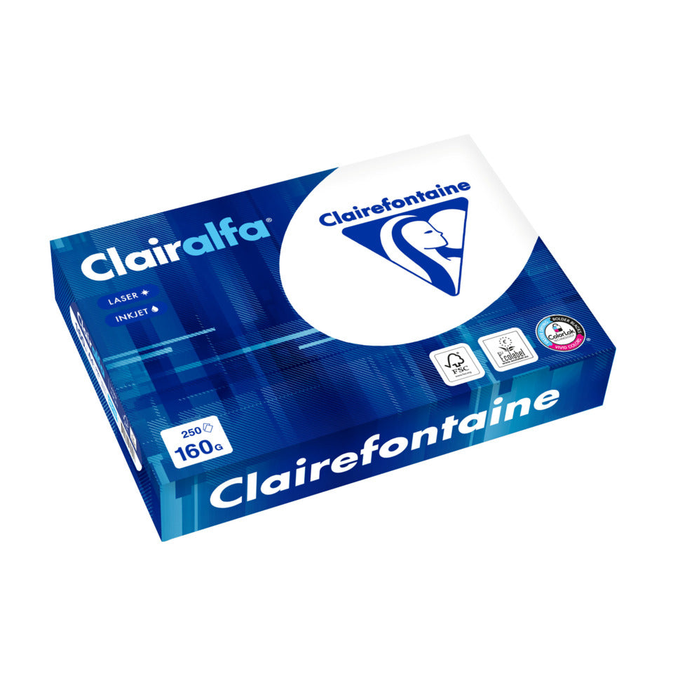 Kopierpapier Clairalfa, A4, 160g/m², 250 Blatt, 171 CIE, weiß CLAIREFONTAINE 2618C