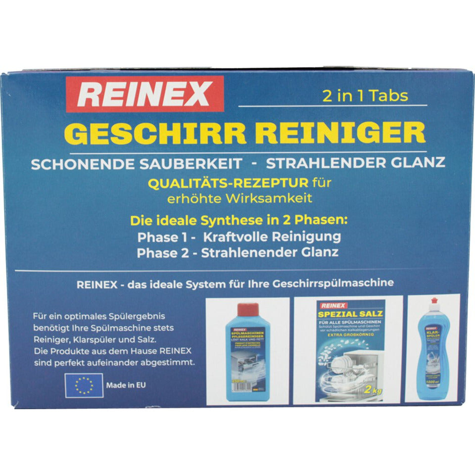 Spülmaschinen-Tabs, 2-in-1 Tabs, schonende Sauberkeit, strahlender Glanz, 40er Pack REINEX 1012