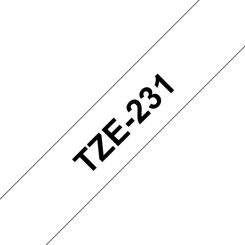 Schriftband laminiert, 12mmx8m, schwarz/weiß BROTHER TZE231 BROTHER TZE231 laminiert