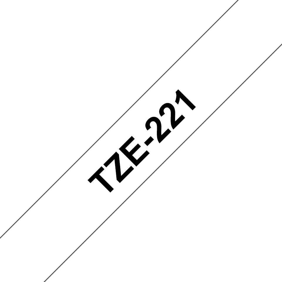 Schriftband laminiert, 9mmx8m, schwarz/weiß BROTHER TZE221 BROTHER TZE221 laminiert