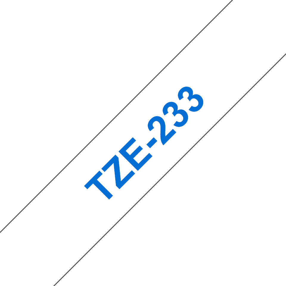 Schriftband laminiert, 12mmx8m, blau/weiß BROTHER TZE233 BROTHER TZE233 laminiert