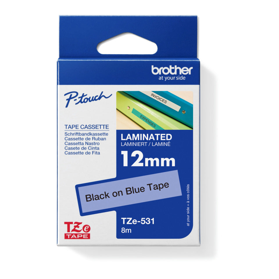 Schriftband laminiert, 12mmx8m, schwarz/blau BROTHER TZE531 BROTHER TZE531 laminiert