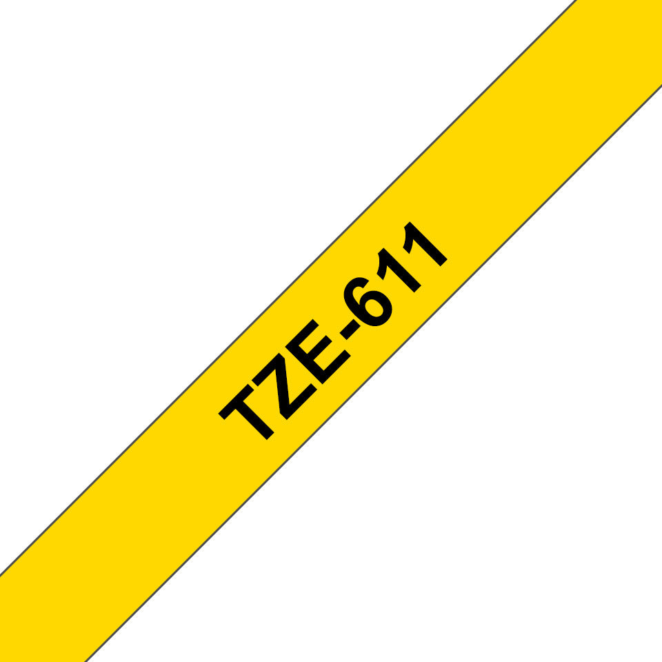 Schriftband laminiert, 6mmx8m, schwarz/gelb BROTHER TZE611 BROTHER TZE611 laminiert