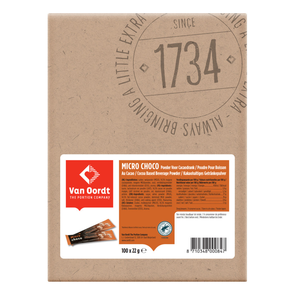Kakao Trunk Micro Choco, 100 x 22 g VAN OORDT 60000108