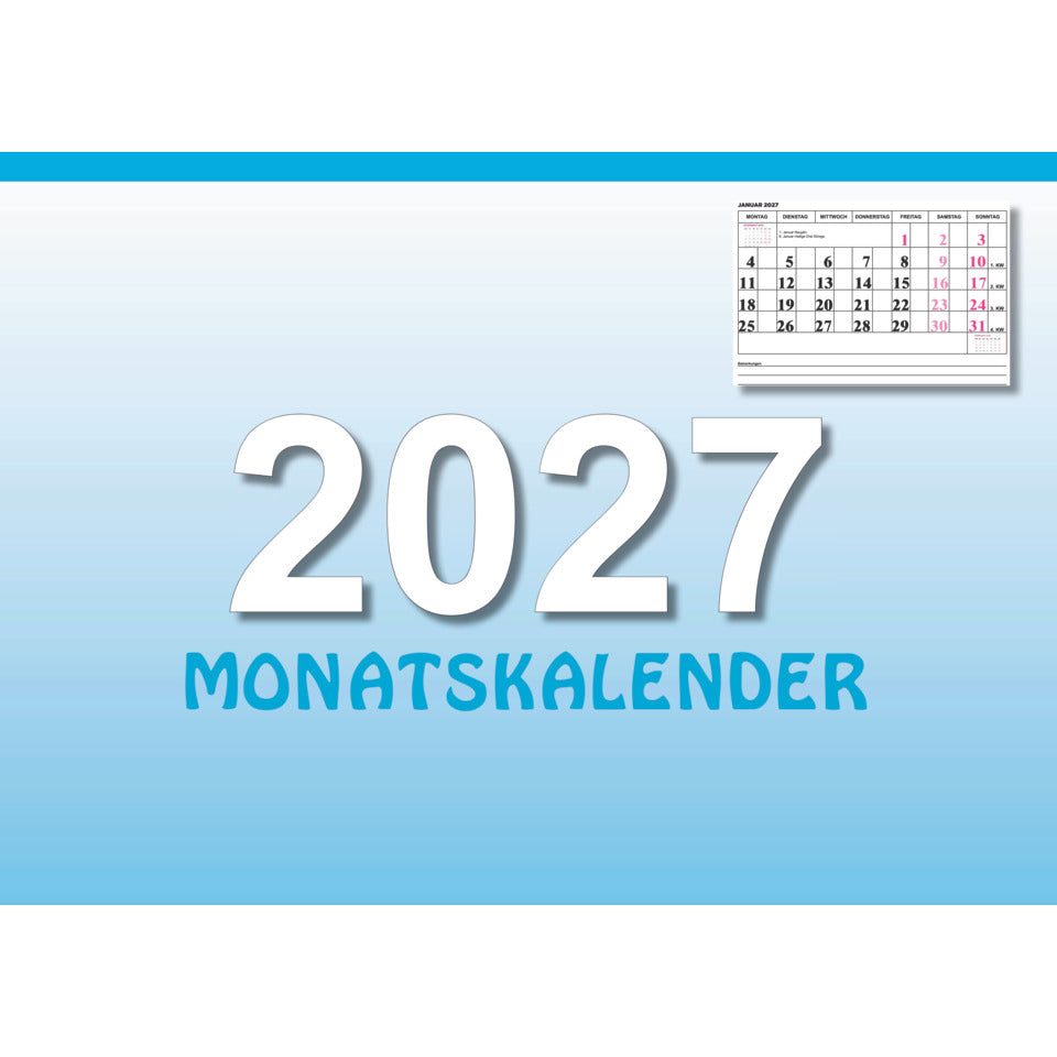 Monatsterminkalender 2026, A4 PVP 5001 PVP 5001 Pappe 2027