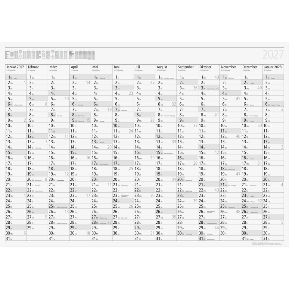 Jahresplaner Young Design 2027, 86 x 61 cm, 130g/m², 1S/13M RIDO 7033600007 RIDO 70-33 600 007 86x61cm