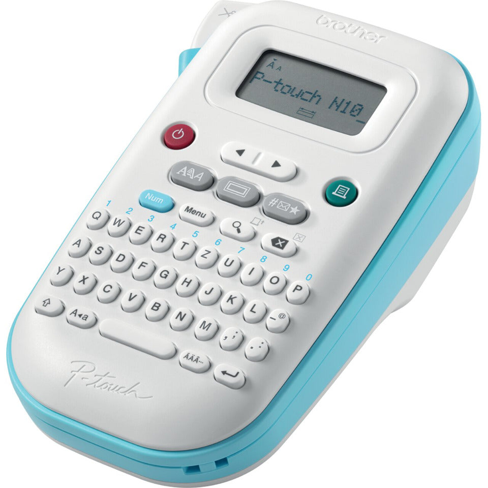 Beschriftungsgerät Aura PT-N10, QWERTZ-Tastatur, 200 Symbole, weiß/blau BROTHER PTN10RG1