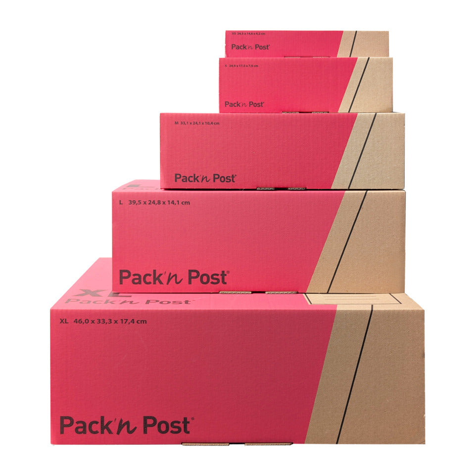 Versandkarton S, 256 x 187 x 88 mm, rot/schwarz-braun COLOMPAC 30134322 PACK-N-POST 30134322