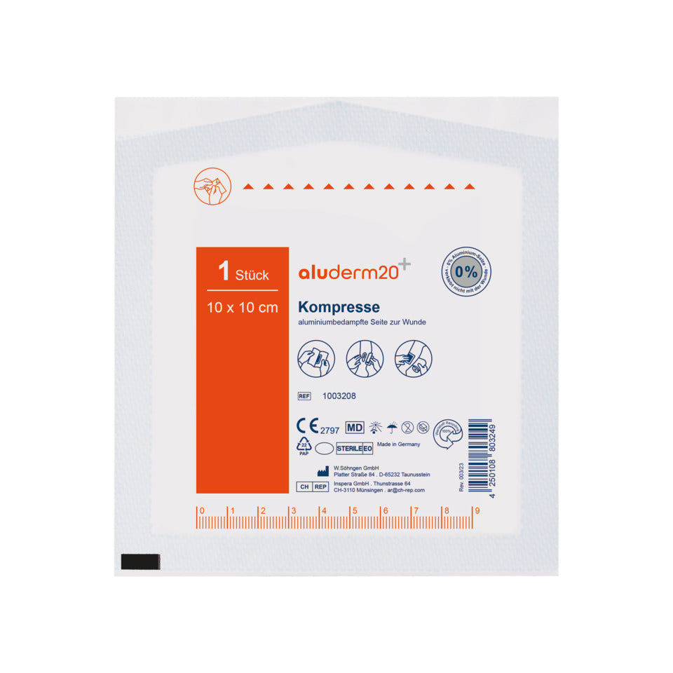 aluderm Kompresse einzeln, 10 x 10 cm ALUDERM+SILBER 1003208 aluderm+ 1003208