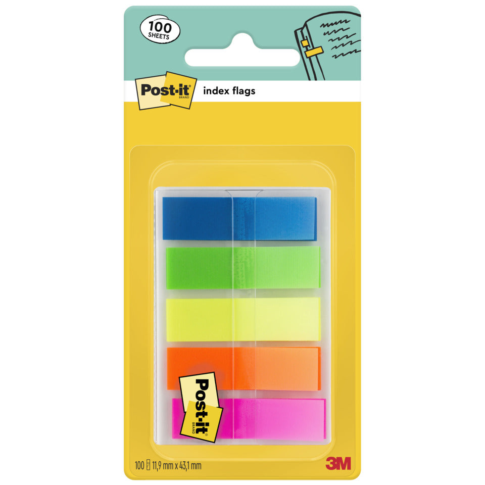 Haftstreifen Index Leuchtfarben, 12x43mm, 5x20 Stück, transparent POST-IT 683HF5 POST-IT 683-HF5EU 5x20St