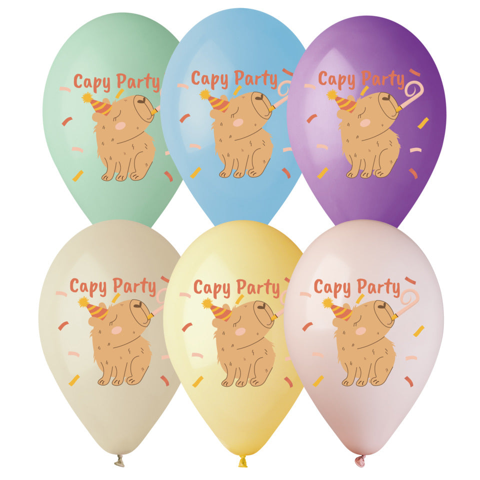 Luftballon Capybara Party, Ø 28-30 cm, 6 Stück KARALOON 30134 KARALOON 30134  6 Stck
