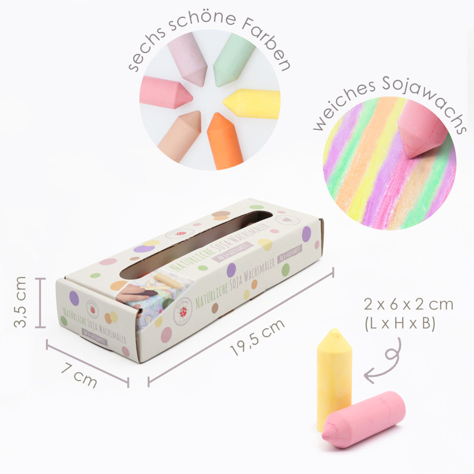 Soja-Wachsmaler Pastell, 6 Stück LULUBUG 28201