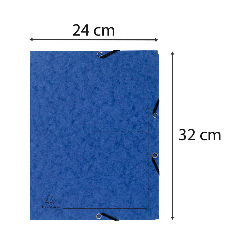 Sammelmappe mit Gummizug und 3 Klappen, Colorspan-Karton 355g/m2, A4, blau EXACOMPTA 55402E