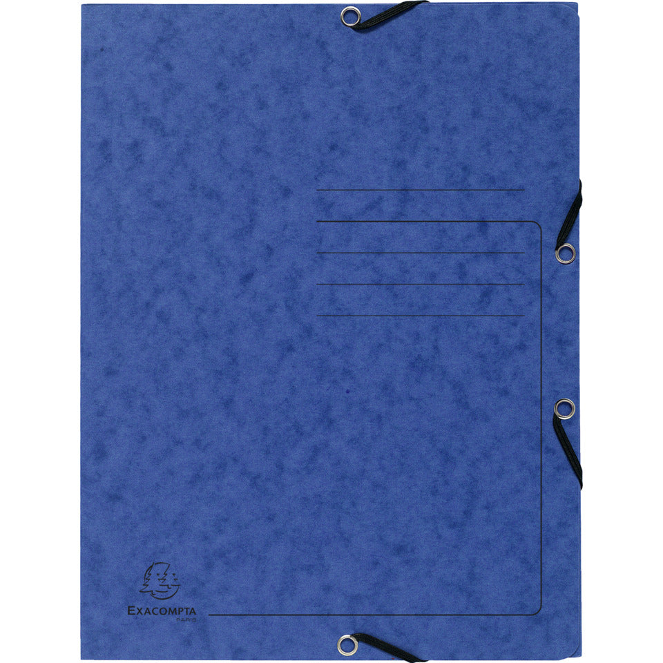 Sammelmappe mit Gummizug und 3 Klappen, Colorspan-Karton 355g/m2, A4, blau EXACOMPTA 55402E