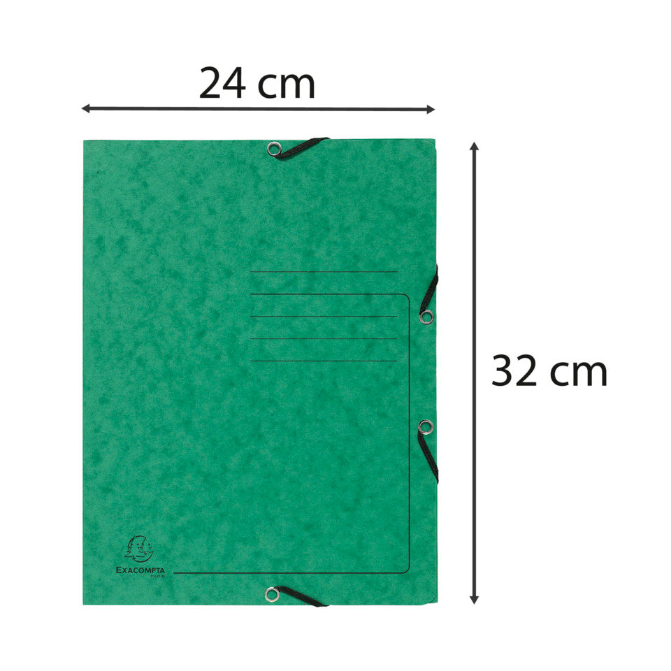 Sammelmappe mit Gummizug und 3 Klappen, Colorspan-Karton 355g/m2, A4, grün EXACOMPTA 55403E