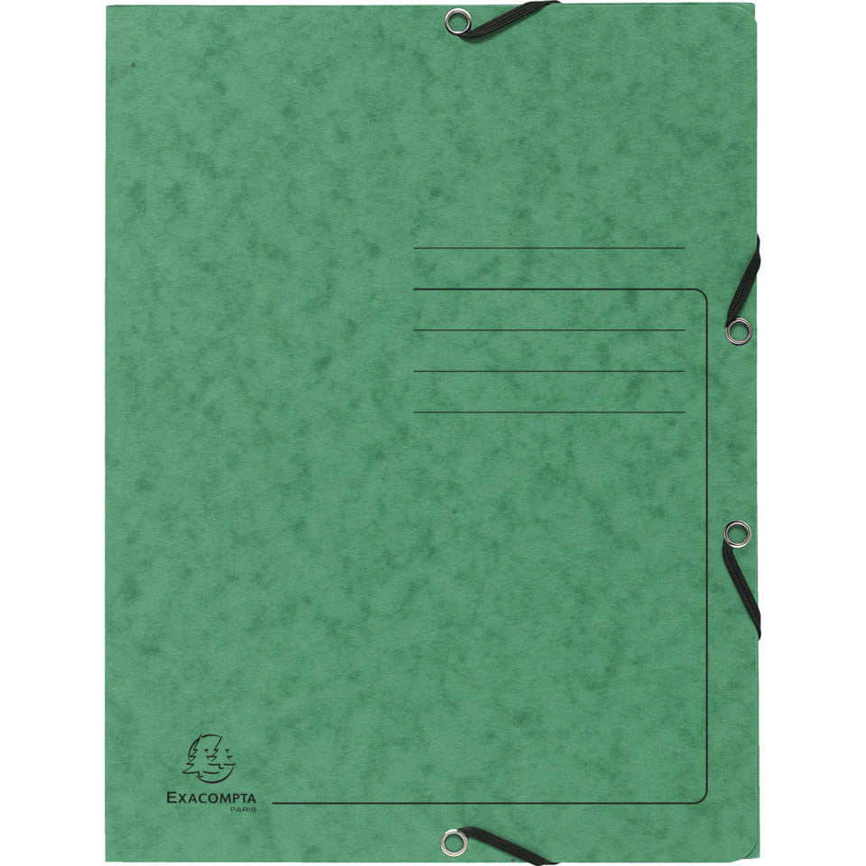 Sammelmappe mit Gummizug und 3 Klappen, Colorspan-Karton 355g/m2, A4, grün EXACOMPTA 55403E